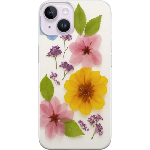 Apple iPhone 15 Plus Genomskinligt Skal Pressade blommor