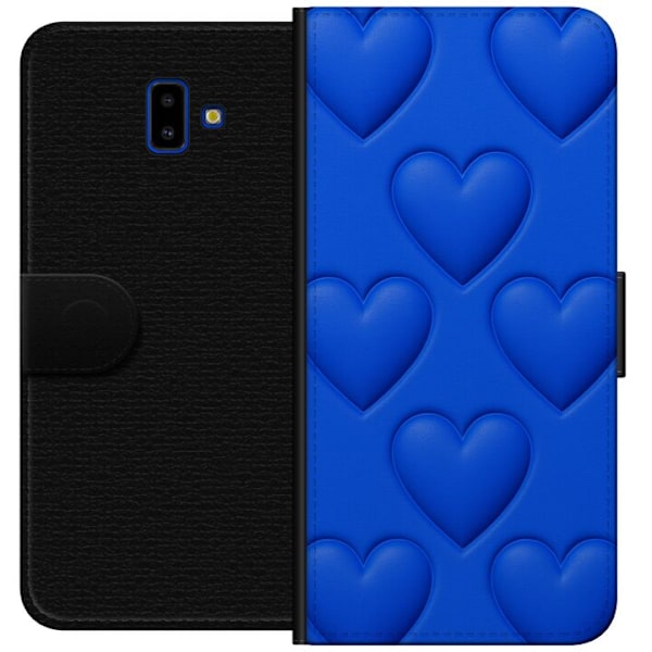Samsung Galaxy J6+ Tegnebogsetui Blå Hjerter