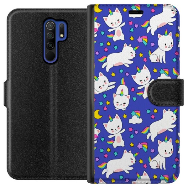 Xiaomi Redmi 9 Plånboksfodral Katt enhörningar