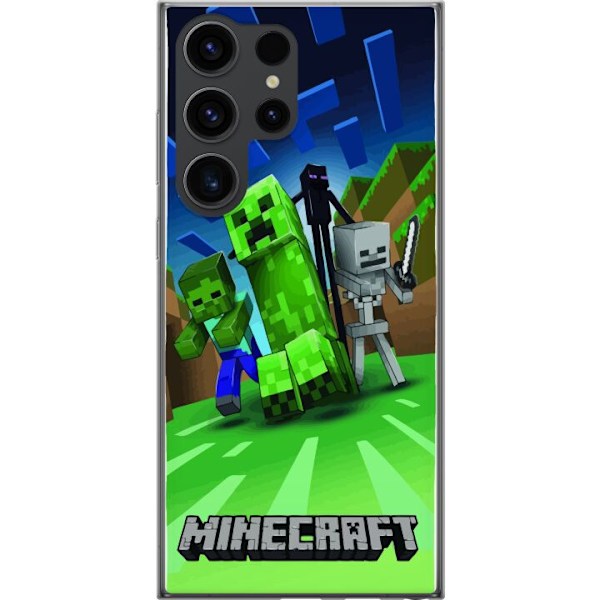 Samsung Galaxy S24 Ultra Läpinäkyvä kuori Minecraft Creeper mobilskal i klassisk grön pixelstil