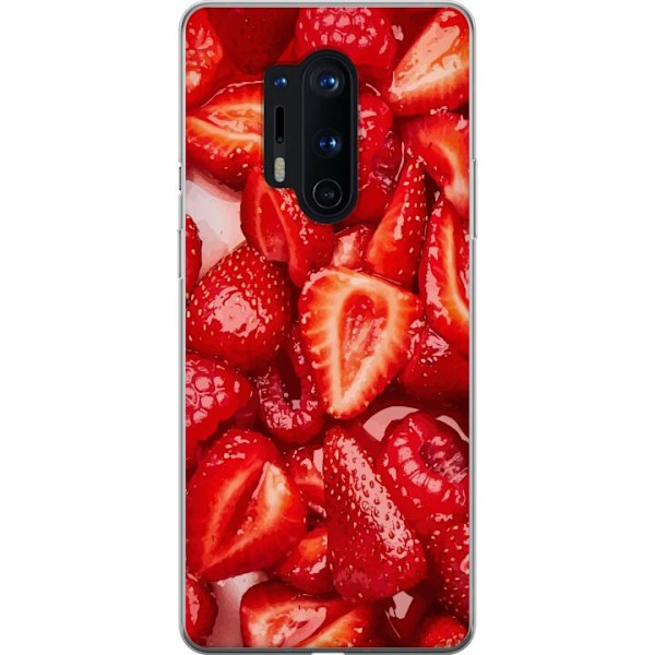 OnePlus 8 Pro Läpinäkyvä kuori Mansikkakuviointi - makea motiivi kesäfiiliksellä