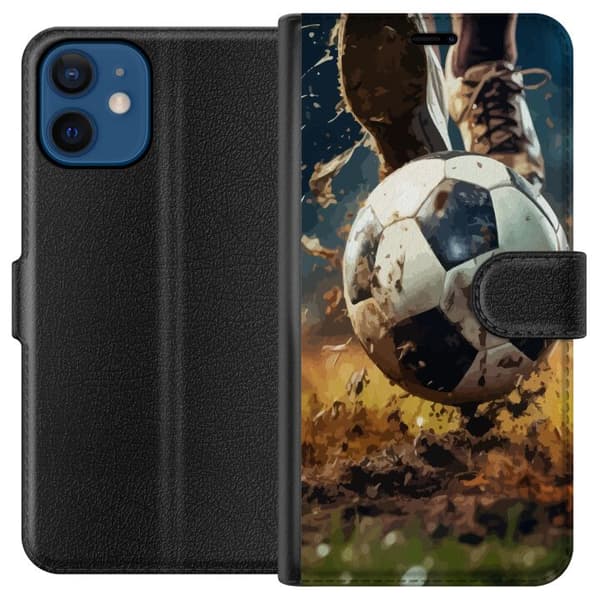 Kompatibel Tegnebogsetui til Apple iPhone 12 mini Fodbold