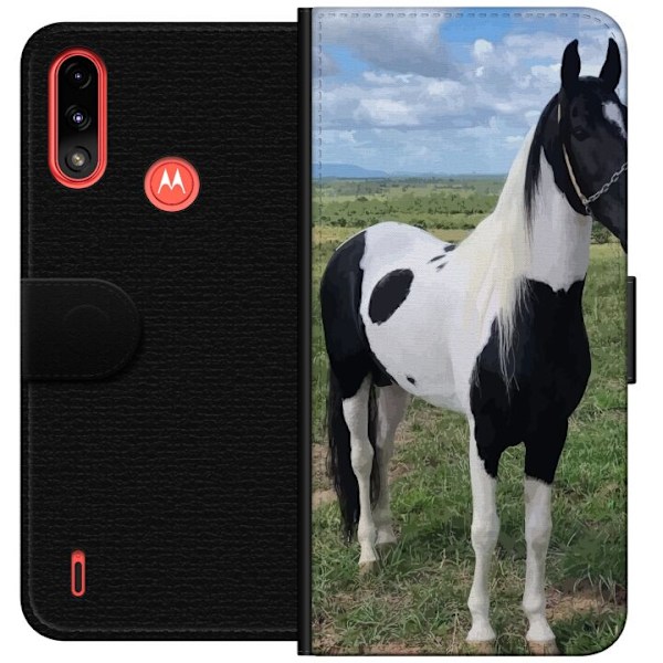 Motorola Moto E7 Power Plånboksfodral Hästmagi – stiliserad häst i lugn färgskala
