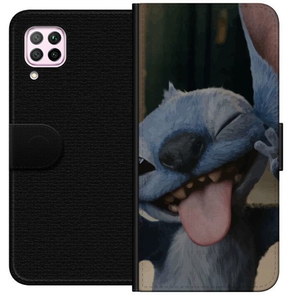 Huawei P40 lite Plånboksfodral Stitch Söt Alien – Blå Favorit från Yttre Rymden