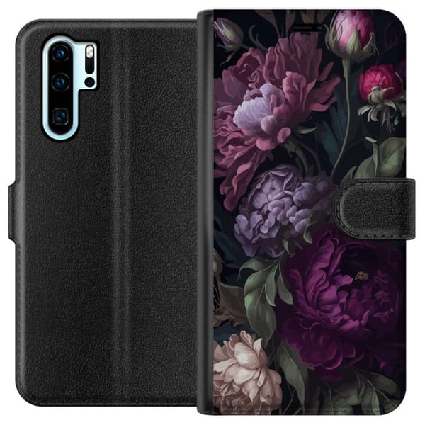 Kompatibelt Lommeboketui til Huawei P30 Pro Blomster