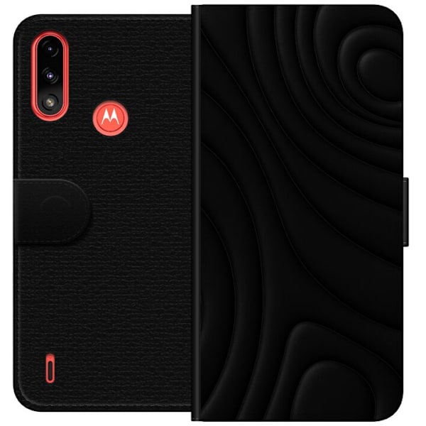 Motorola Moto E7 Power Tegnebogsetui Sorte Bølger