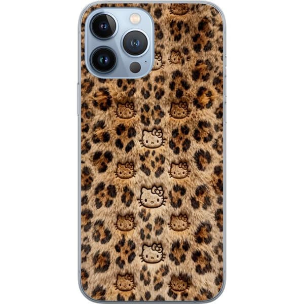 Kompatibelt Mobildeksel til Apple iPhone 13 Pro Max Søtt leopardmønster med katteansikter i leken design brun