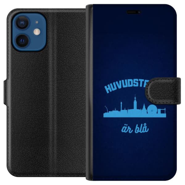 Kompatibel Tegnebogsetui til Apple iPhone 12 mini Djurgården er blå