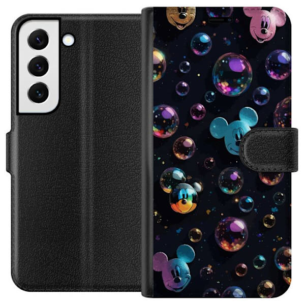 Samsung Galaxy S22 5G Tegnebogsetui  Mickey Mouse Disney Bobler Design Sjovt Motiv Populær Disneyfigur Tegneserie Børneklassiker