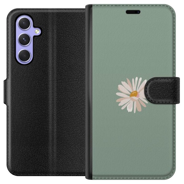 Samsung Galaxy A54 Tegnebogsetui Grøn Minimalblomst - stilful