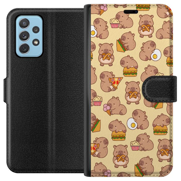 Samsung Galaxy A52 5G Lommeboketui Kawaii capybara mobildeksel med flere søte figurer