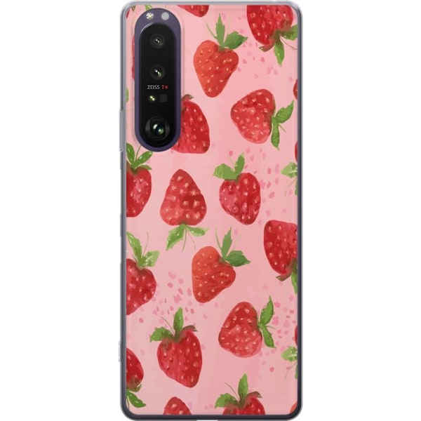 Sony Xperia 1 III Läpinäkyvä kuori Mansikkahaaveet - Retrot tyyli mansikkakuviointi