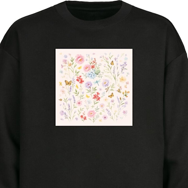 Sweatshirt for Barn | Myk og Klassisk Collegegenser Blomster svart one size
