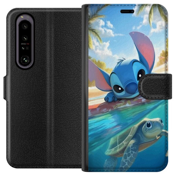 Sony Xperia 1 IV Lompakkokotelo Stitch kilpikonnalla - söpö