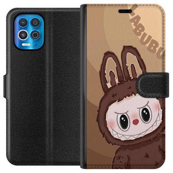 Motorola Edge S Lommeboketui Labubu Sky Kosebamse - Hvit og Bl