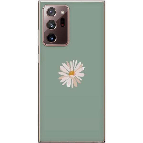 Samsung Galaxy Note20 Ultra Genomskinligt Skal Grön Minimalblomma – stilren blomma på grön bakgrund
