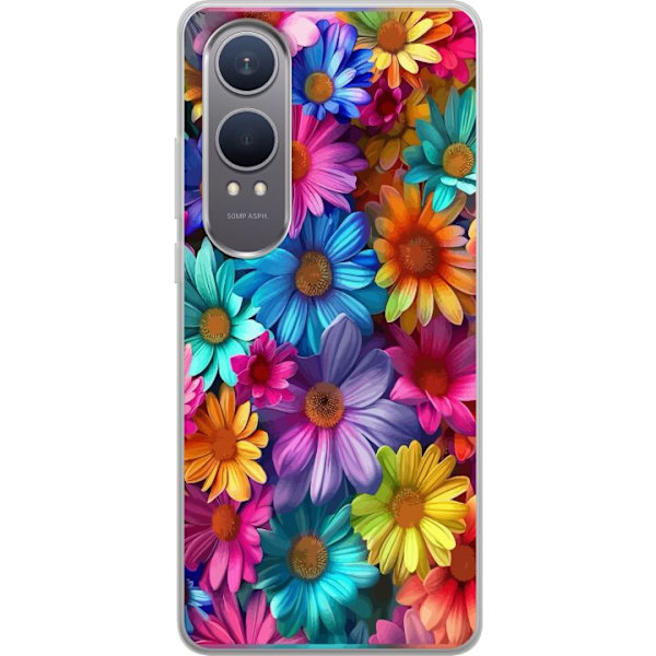 OnePlus Nord CE4 Lite Genomskinligt Skal Gerbera Blommor Färgglad Dekor Blommotiv Populärt Heminredning Färg Rik Väggkonst Design