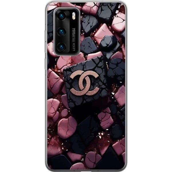 Huawei P40 Läpinäkyvä kuori Chanel Musta ja Pinkki