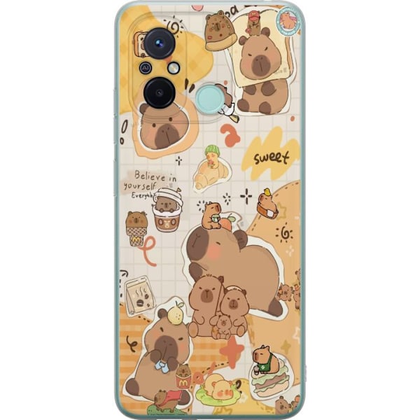 Xiaomi Redmi 12C Läpinäkyvä kuori Kawaii capybara mobilskal med gulliga djurmotiv