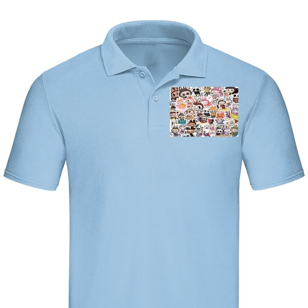 Piqué for Voksen | Elegant Piquégenser Labubu All-Stars – POP MART Special Lyseblå X-Large