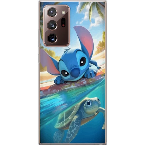 Samsung Galaxy Note20 Ultra Läpinäkyvä kuori Stitch kilpikonnalla - söpö sininen avaruusolento trooppisessa rantaympäristössä Disneyn tapaan
