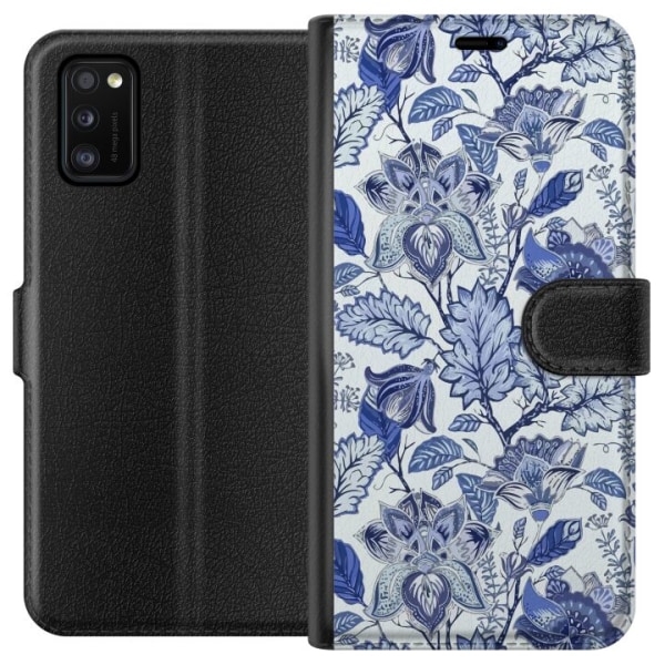 Samsung Galaxy A41 Plånboksfodral Blommor Blå...