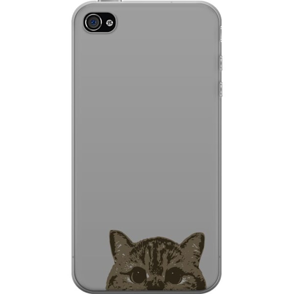 Apple iPhone 4s Genomskinligt Skal Grå Kattblick – stilren kattdesign med grå bakgrund