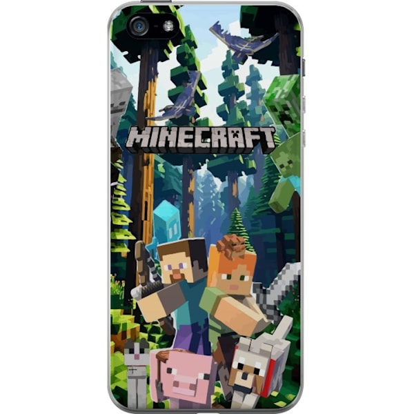Apple iPhone 5 Läpinäkyvä kuori Minecraft-matkapuhelinkotelo metsällä ja pikselityylisillä hahmoilla