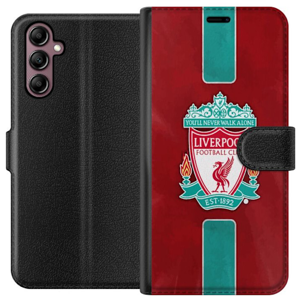 Samsung Galaxy A14 5G Tegnebogsetui Liverpool FC - Klassisk Fodboldstolthed i Rødt