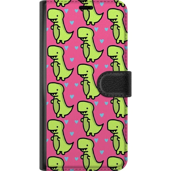 Kompatibelt Lommeboketui til Apple iPhone 13 mini Dinosaurkjærlighet i rosa mønster