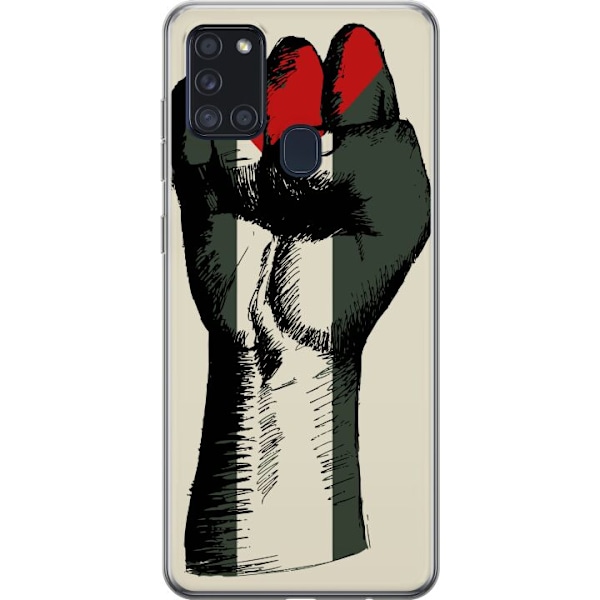 Samsung Galaxy A21s Genomskinligt Skal Hand knuten i Palestinas färger – kraftfull symbol för frihetsrörelsen