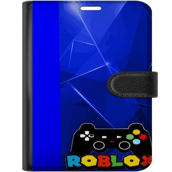 Kompatibel Tegnebogsetui til Apple iPhone Duo Gamingmotiv med sort gamecontroller og farverig spiltekst på abstrakt blå baggrund blå