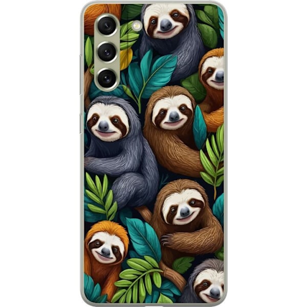 Samsung Galaxy S21 FE 5G Gennemsigtig cover Sengångarstil - afslappet motiv med sød dovendyr