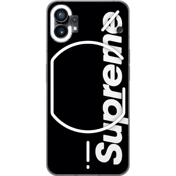 Nothing Phone (1) Genomskinligt Skal Supreme Svart Vit Streetwear Design Klassisk Modeikon Trend Urban Stil Grafiskt Motiv Populär