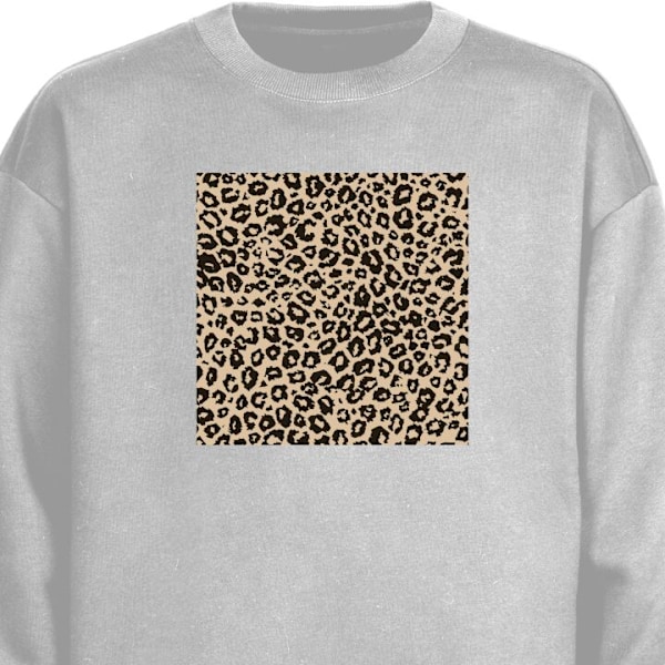 Sweatshirt til Voksne | Klassisk Collegebluse Leopard Mønster grå L