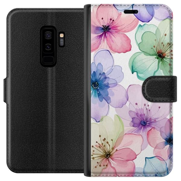 Kompatibel Tegnebogsetui til Samsung Galaxy S9+ Akvarelblomster i bløde pastelfarver