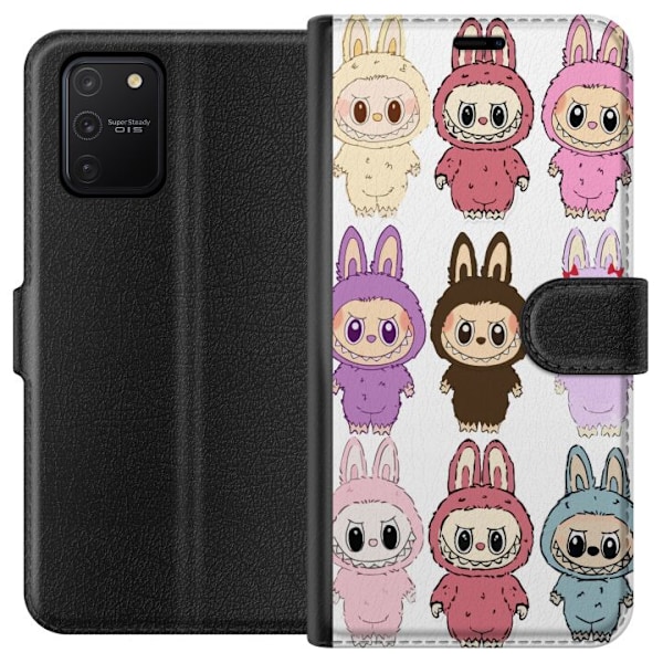 Samsung Galaxy S10 Lite Plånboksfodral Labubu Pink Monster – Popkonst med Kawaii-touch