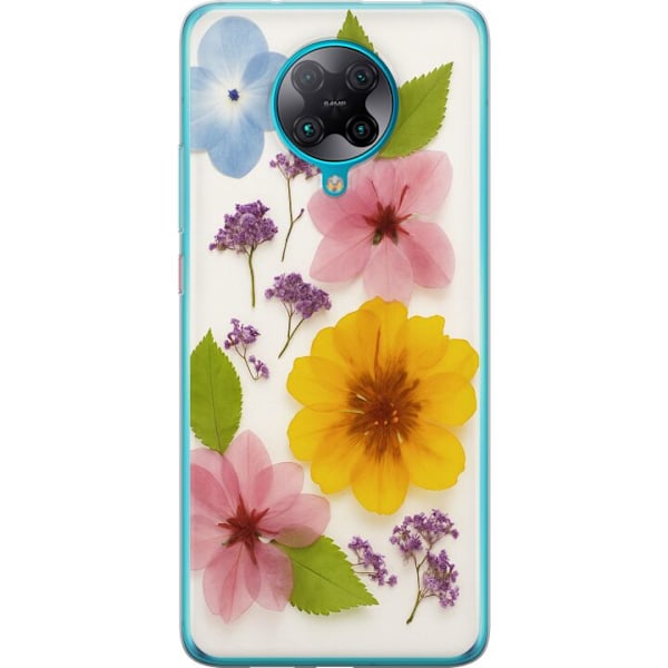 Xiaomi Poco F2 Pro Gennemsigtig cover Pressede blomster