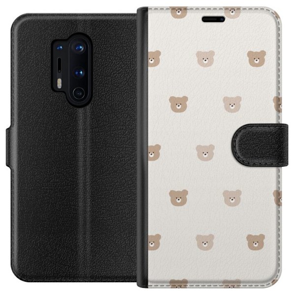 OnePlus 8 Pro Tegnebogsetui Teddybaggrund - søde teddybjørne