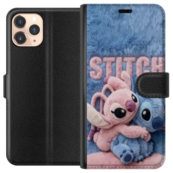 Kompatibel Tegnebogsetui til Apple iPhone 11 Pro Bløde lyserøde og blå Stitch-bamser med fluffy baggrund i sød kawaii-stil blå