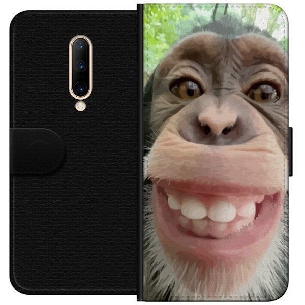 OnePlus 7 Pro Tegnebogsetui Chimp Selfie Rolig Grafisk Design Abe Dyremotiv Trendy Sjovt Motiv Populært Urban Kunst Stil
