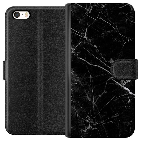 Kompatibelt Lommeboketui til Apple iPhone 5s Sort marmor