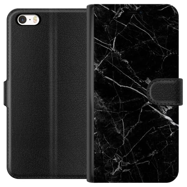 Kompatibelt Plånboksfodral till Apple iPhone 5s Svart marmor