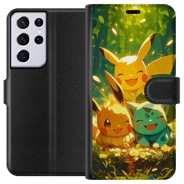 Samsung Galaxy S21 Ultra 5G Lompakkokotelo Pixelmonster pelityyli - värikäs muotoilu retroa rakastaville pelaajille