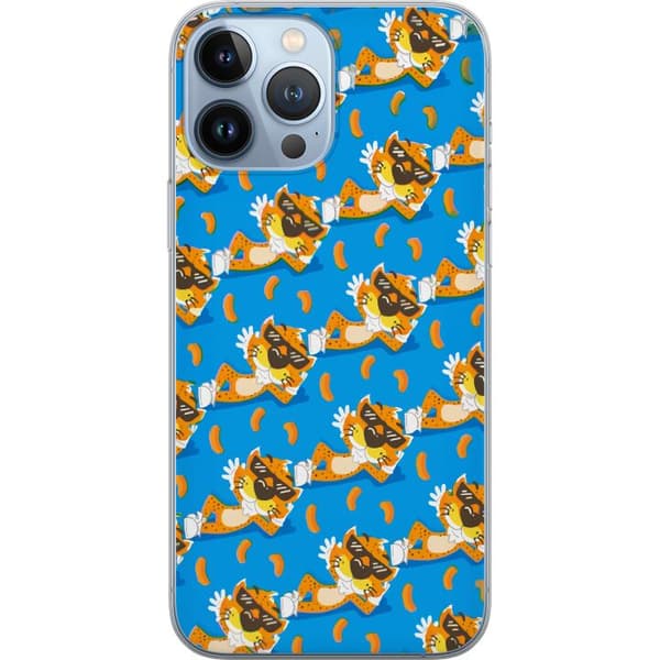 Kompatibelt Mobildeksel til Apple iPhone 13 Pro Max Mønster med Chester Cheetah og ostebåter blå