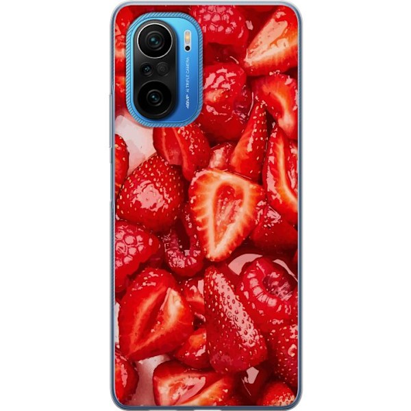 Xiaomi Poco F3 Gennemsigtig cover Jordbærmønster - sødt mot