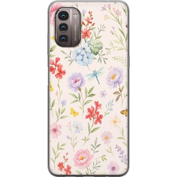 Nokia G21 Läpinäkyvä kuori Kukat