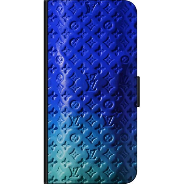 Kompatibelt Lommeboketui til Huawei P40 lite E Blått luksuriøst monogrammønster med elegant preget tekstur blå