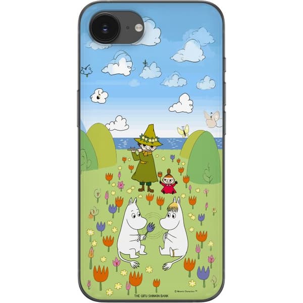Kompatibelt Mobilskal till Apple iPhone 16e Mumin i blomsteräng grön