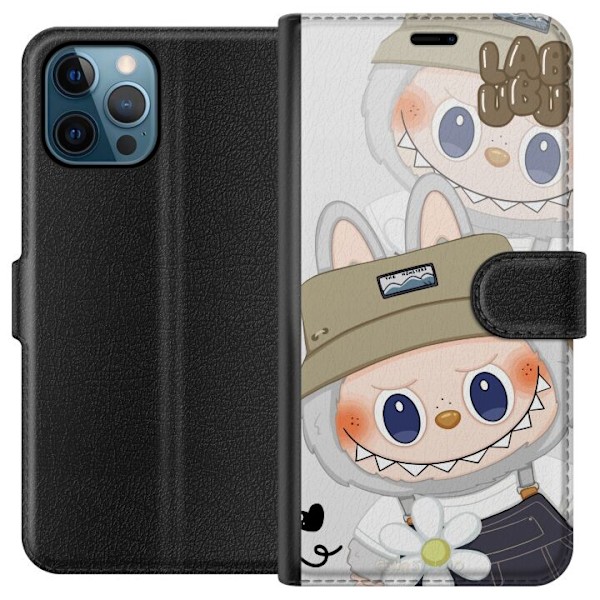 Apple iPhone 12 Pro Lompakkokotelo Labubu Minimal Mood - Yksinkertainen ja tyylikäs hirviösuunnittelu